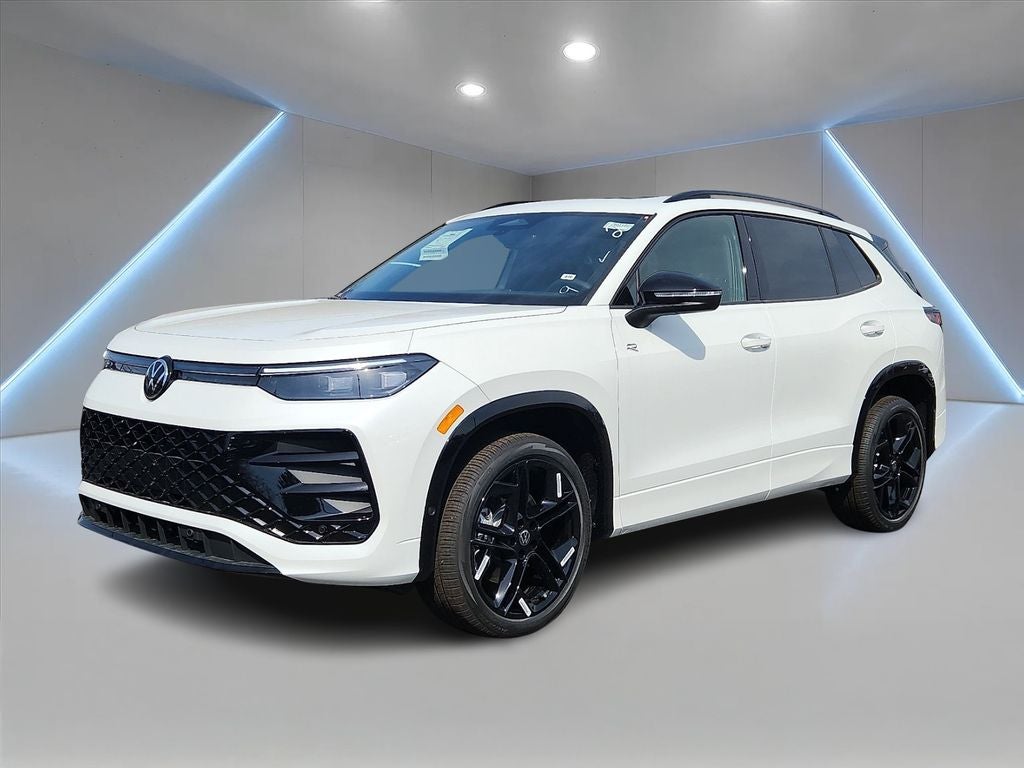 2026 Volkswagen Tiguan 2.0T SE R-Line Black in Opal White — front three-quarter view